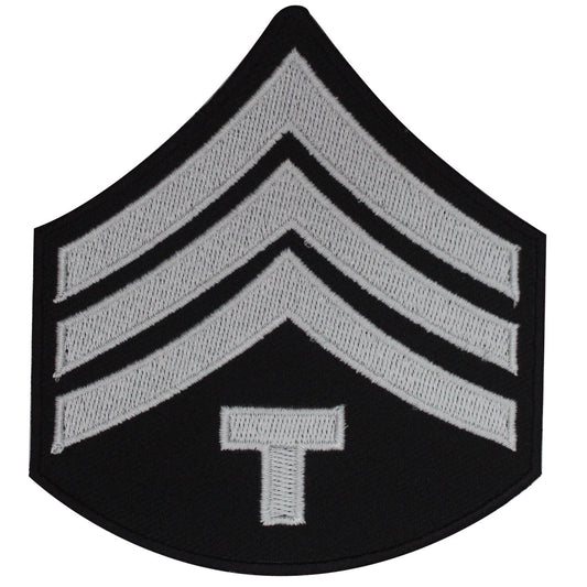 Military Stripe Patch Chevron Sergeant White Embroidered Iron on Sew on Patch Badge For Clothes etc. 10x9cm