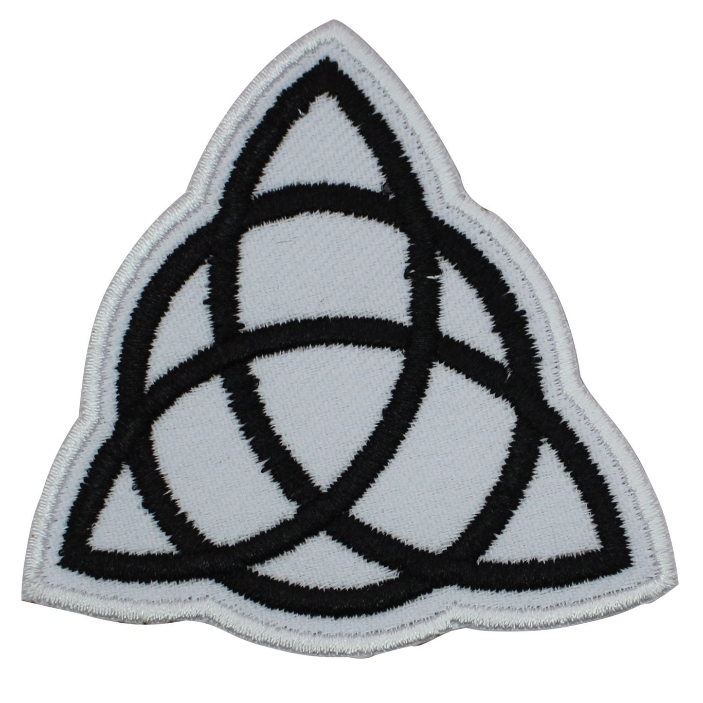 triquetra Trinity Knot white superhero Embroidered Iron on Sew on Patch Badge For Clothes etc. 6.5 x 7cm