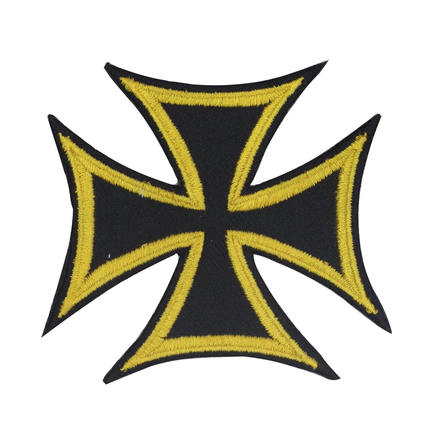 Simple Viking Cross yellow Embroidered Iron on Sew on Patch Badge For Clothes etc. 7x7cm