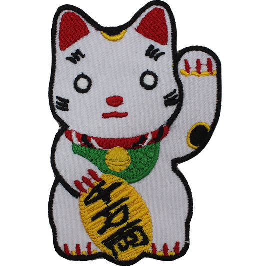 Maneki-Neko Japanese lucky cat  , kids rhymes, kids school, Embroidered Iron on Sew on Patch Badge For Clothes etc. 10X7cm