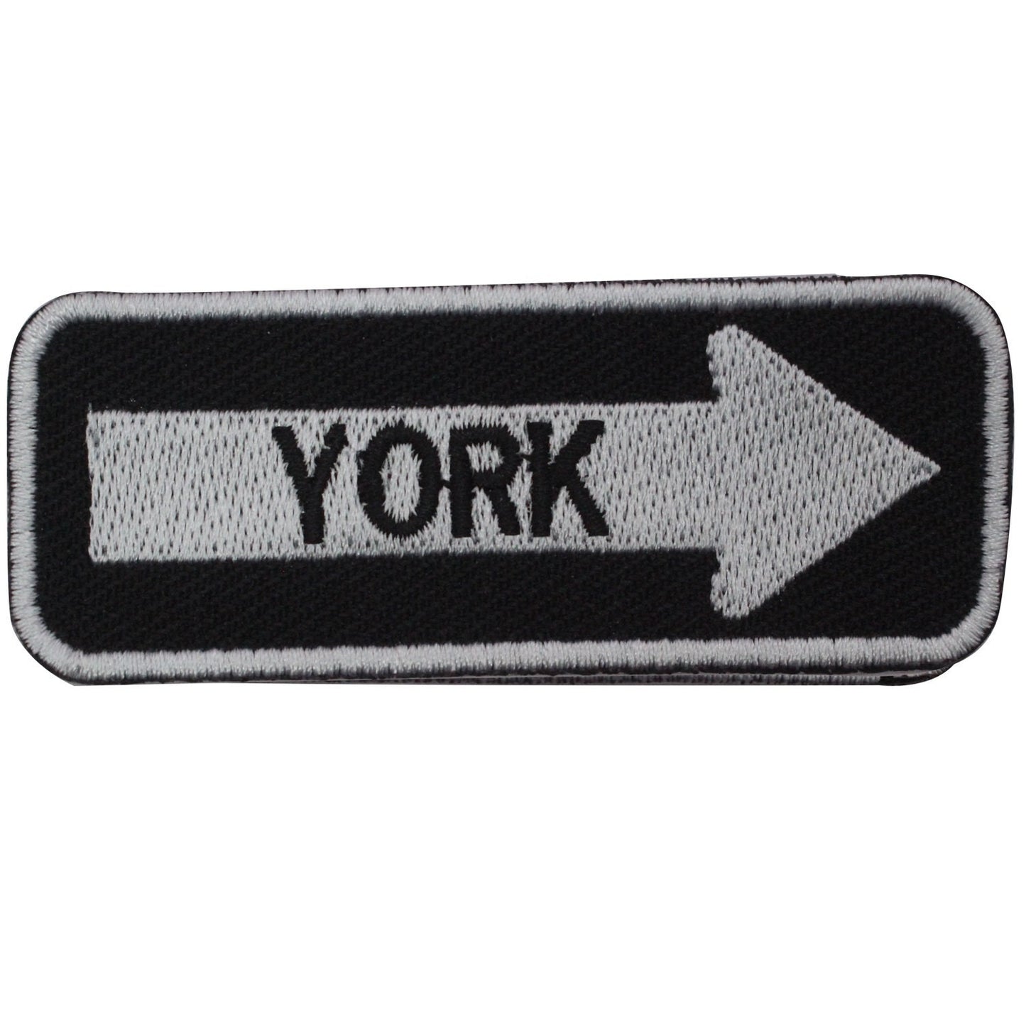 York Road Sign Biker Embroidered Iron on Sew on Patch Badge For Clothes etc. 7.5x3cm