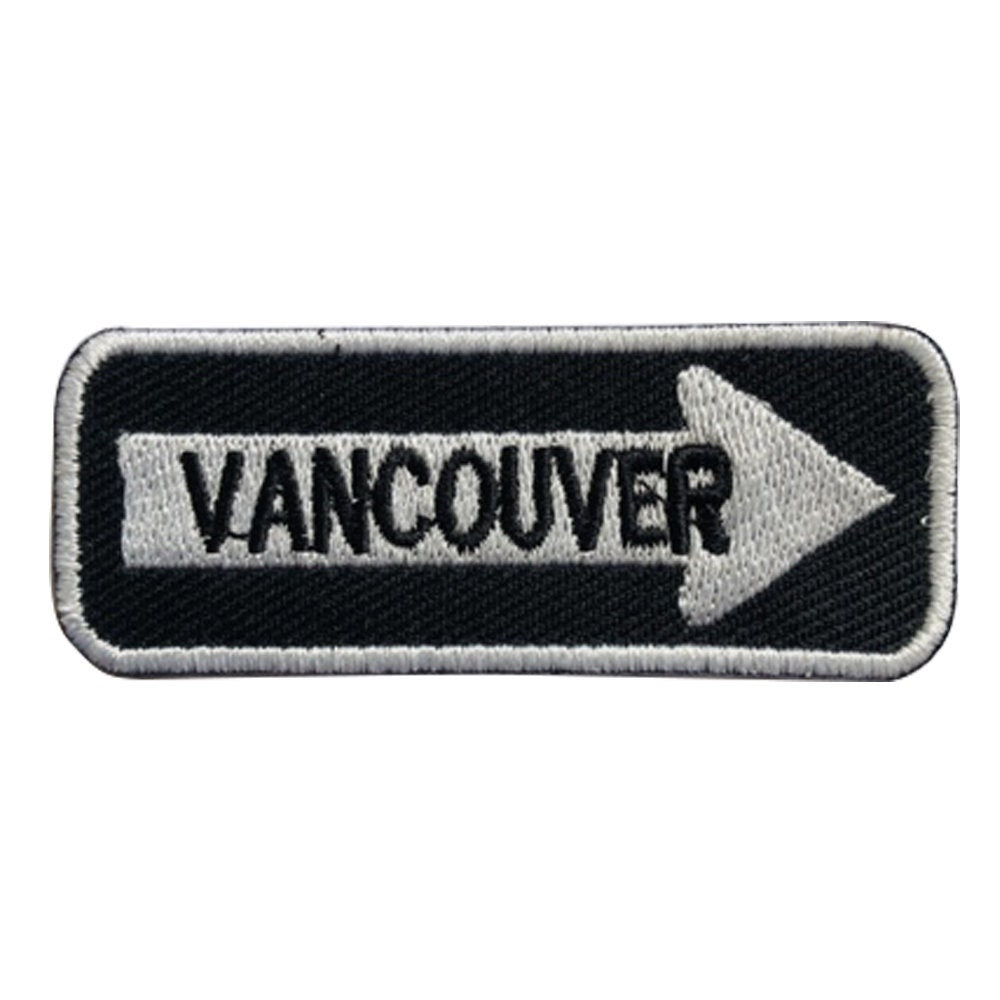 Vancouver Road Sign Biker Embroidered Iron on Sew on Patch Badge For Clothes etc. 7.5x3cm