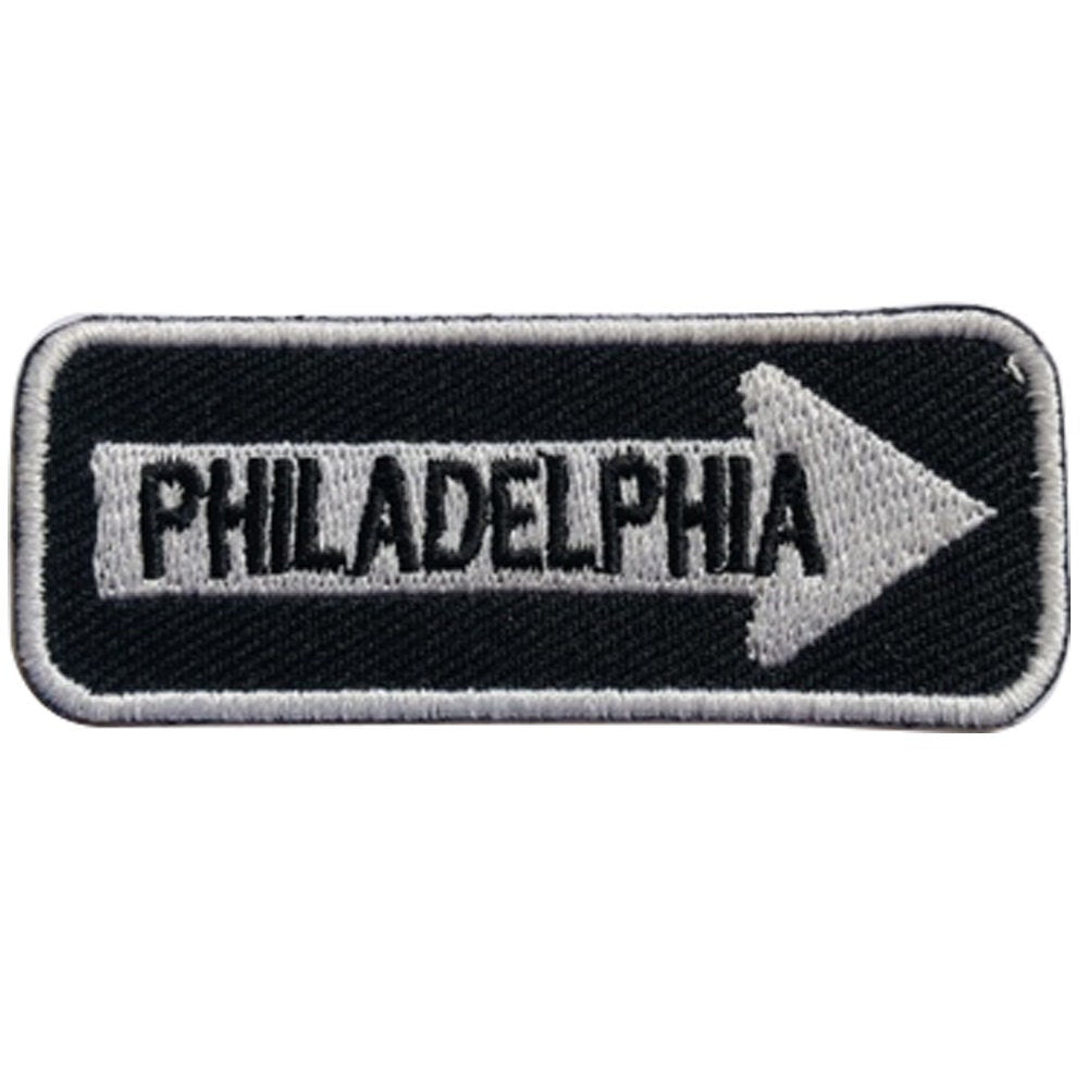 Philadelphia Road Sign Biker Embroidered Iron on Sew on Patch Badge For Clothes etc. 7.5x3cm