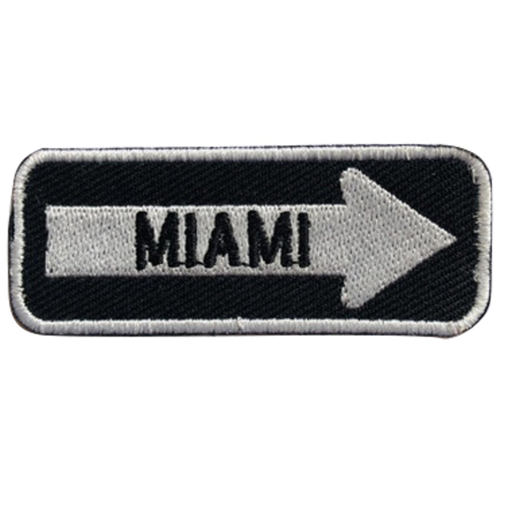 Miami Road Sign Biker Embroidered Iron on Sew on Patch Badge For Clothes etc. 7.5x3cm