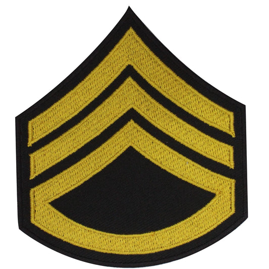 Military Stripe Patch  Staff Sergeant yellow Embroidered Iron on Sew on Patch Badge For Clothes etc. 8.5x9.5cm