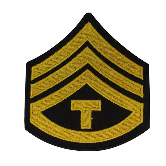 Military Stripe Patch  Staff Sergeant Chevron yellow Embroidered Iron on Sew on Patch Badge For Clothes etc. 10x9cm