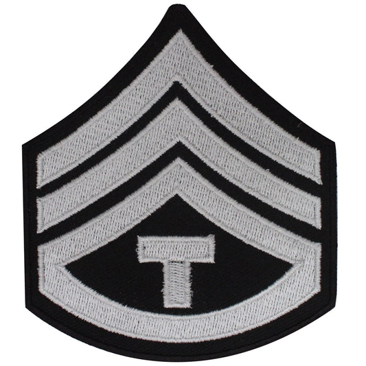 Military Stripe Patch  Staff Sergeant Chevron white Embroidered Iron on Sew on Patch Badge For Clothes etc. 10x9cm