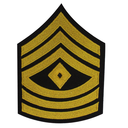 Military Stripe Patch First Sergeant Yellow Embroidered Iron on Sew on Patch Badge For Clothes etc. 12x9cm