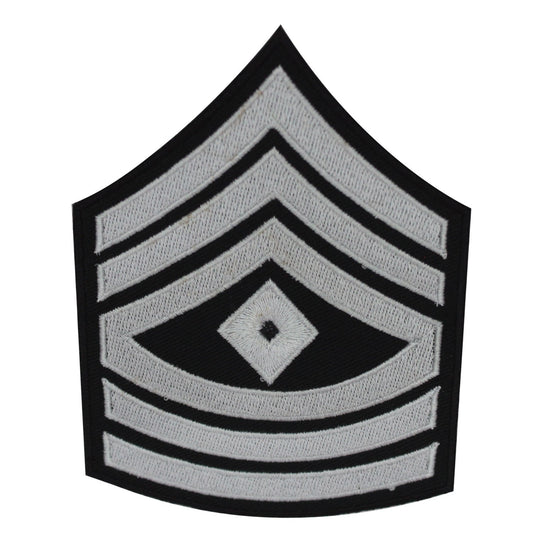 Military Stripe Patch First Sergeant white Embroidered Iron on Sew on Patch Badge For Clothes etc. 12x9cm