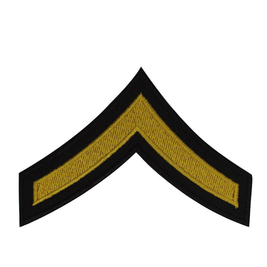 Military Stripe Patch Chevron Corporal Yellow Embroidered Iron on Sew on Patch Badge For Clothes etc. 9x8.5cm