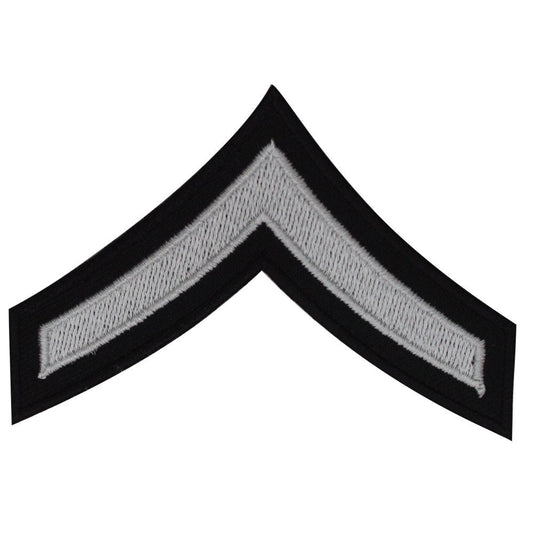 Military Stripe Patch Chevron Corporal white Embroidered Iron on Sew on Patch Badge For Clothes etc. 9x8.5cm