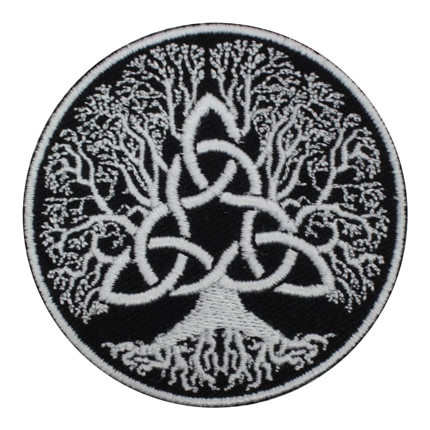 Viking Tree Trinity Knot black superhero Embroidered Iron on Sew on Patch Badge For Clothes etc. 7cm