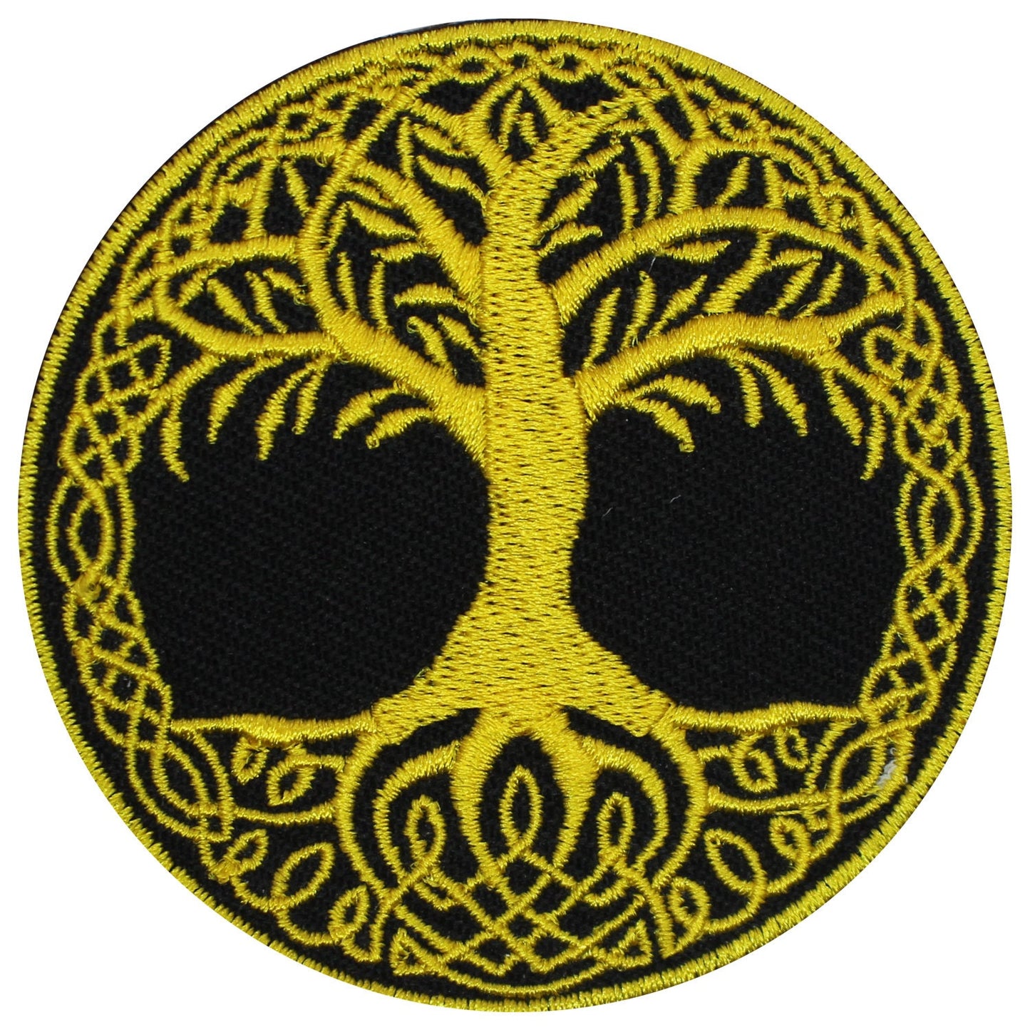 Viking Tree of life Yggdrasil yellow superhero Embroidered Iron on Sew on Patch Badge For Clothes etc. 7cm