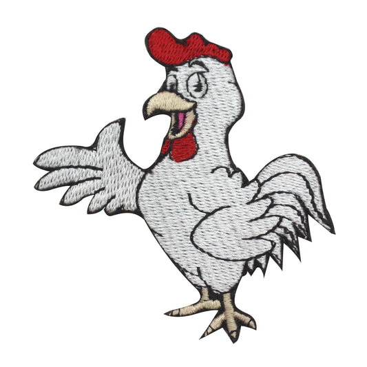 Baby Rooster Silver Patch, kids rhymes patch Embroidered Iron on Sew on Patch Badge For Clothes etc. 7x6.5cm