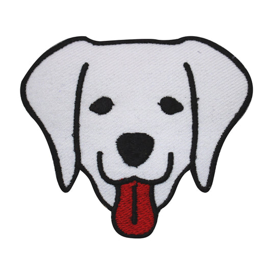 Dog Face White Patch, kids rhymes patch Embroidered Iron on Sew on Patch Badge For Clothes etc. 6x6.5cm