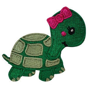 Cute Turtle Patch, Tortoise female patch, kids rhymes patch Embroidered Iron on Sew on Patch Badge For Clothes etc. 7.5x6.5cm