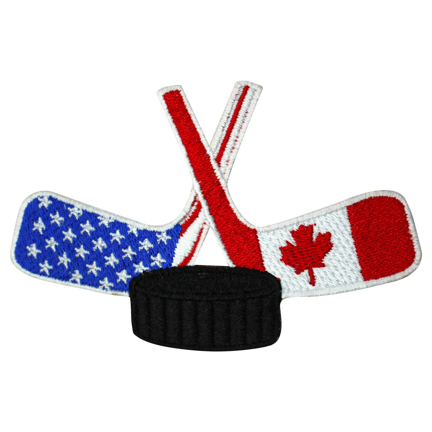 Hockey patch, Hockey sticks patch, Hockey stick USA & Canada  puck Patch Embroidered Iron on Sew on Patch Badge For Clothes etc. 10x7cm