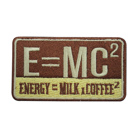 E=MC2 Energy milk coffee patch, coffee lover patch, Cool Patch Embroidered Iron on Sew on Patch Badge For Clothes etc. 9x5cm