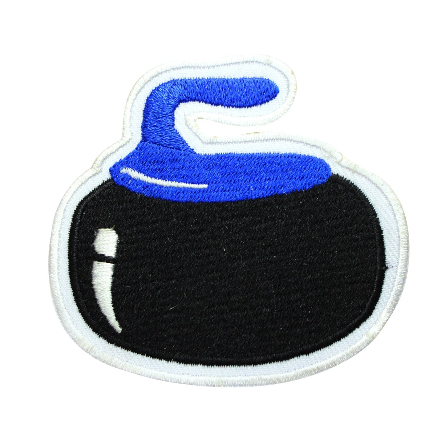 Curling stone blue, Curling patch, Cool Patch Embroidered Iron on Sew on Patch Badge For Clothes etc. 7.5x7cm