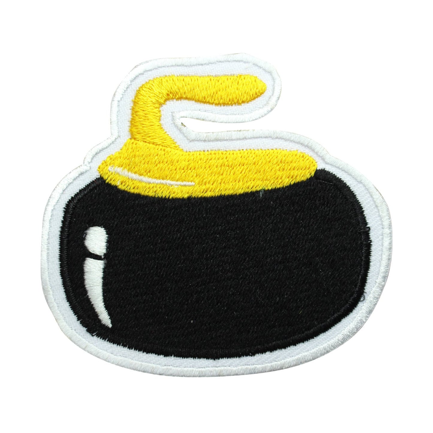 Curling stone Yellow, Curling patch, Cool Patch Embroidered Iron on Sew on Patch Badge For Clothes etc. 7.5x7cm