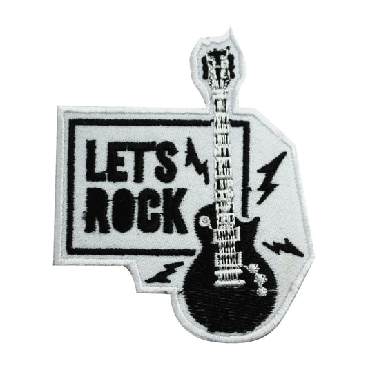 Let's Rock patch, funky Patch, Cool Patch Embroidered Iron on Sew on Patch Badge For Clothes etc. 7x8.5cm