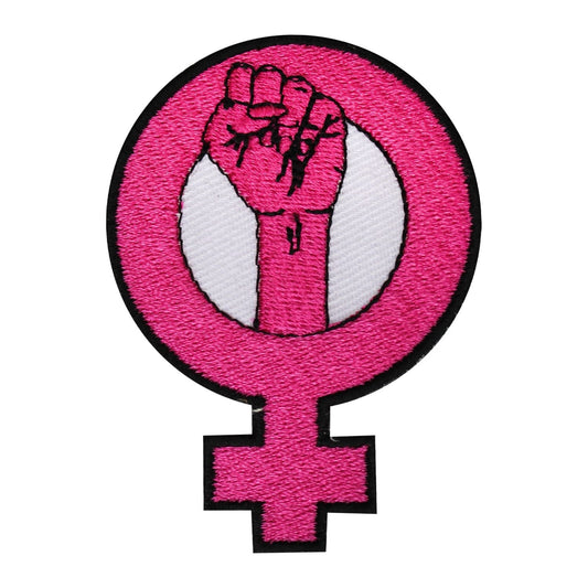 Feminist text patch, Awareness patch, Feminist Hand fist Pink patch , Embroidered Iron on Sew on Patch Badge For Clothes etc. 7x5cm